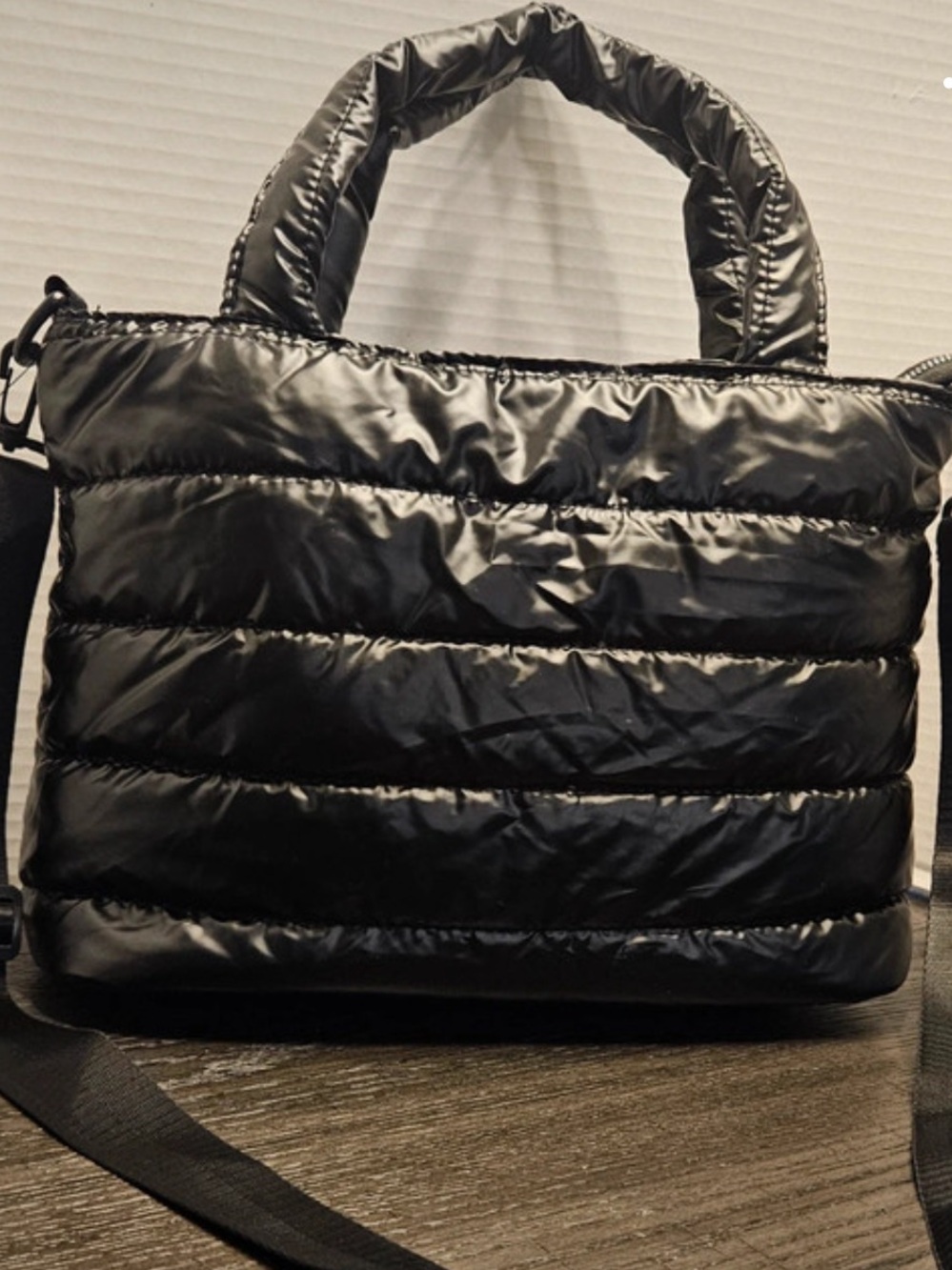 “NEW” Black Quilted Puffer Crossbody Bag - Women. Lightweight.  Water Resistant.